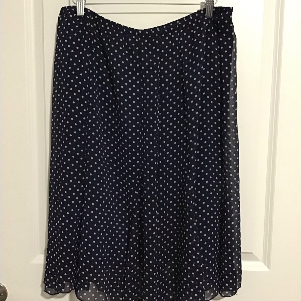 Dress Barn Navy and White Skater Skirt Size L